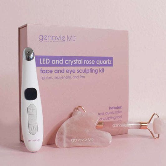 Led And Crystal Rose Quartz Face And Eye Sculpting Kit
