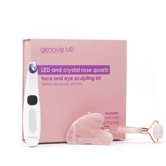 Led And Crystal Rose Quartz Face And Eye Sculpting Kit