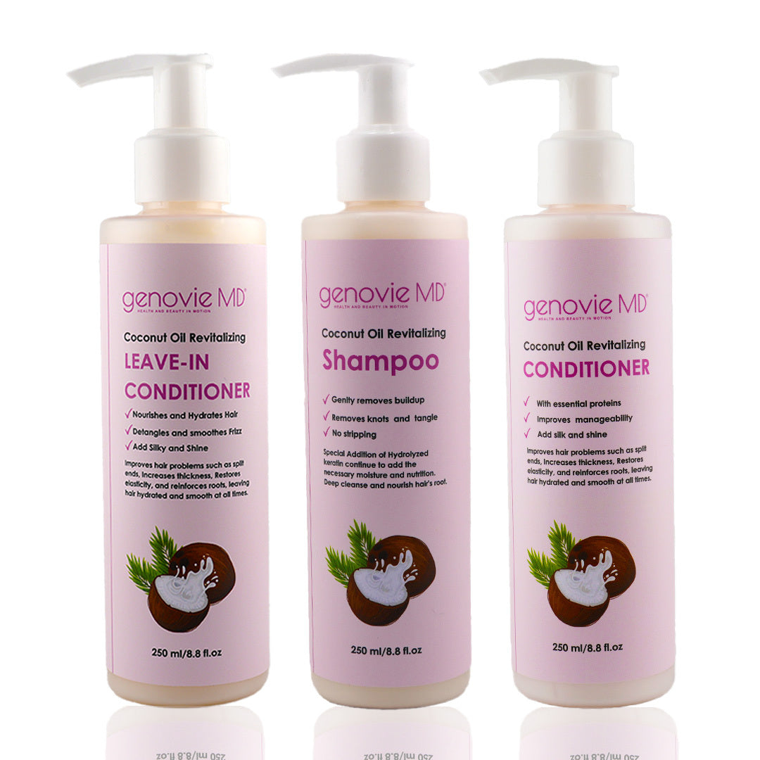 Coconut Oil Revitalizing Shampoo, Conditioner and Leave-in Conditioner Trio